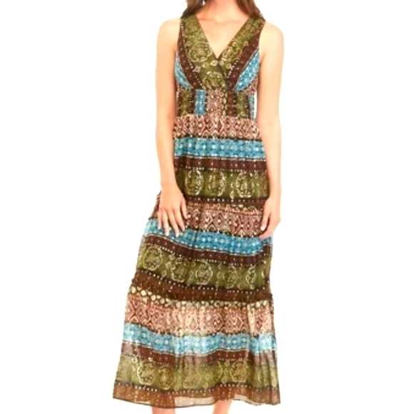 NWT Chris McLaughlin Print Tiered Midi Dress Size 6 - Picture 1 of 16